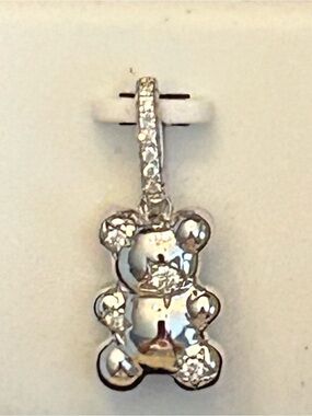 1.00CTW Moissanite 925 Sterling Silver 3-D Teddy Bear 🧸 Pendant Necklace Charm